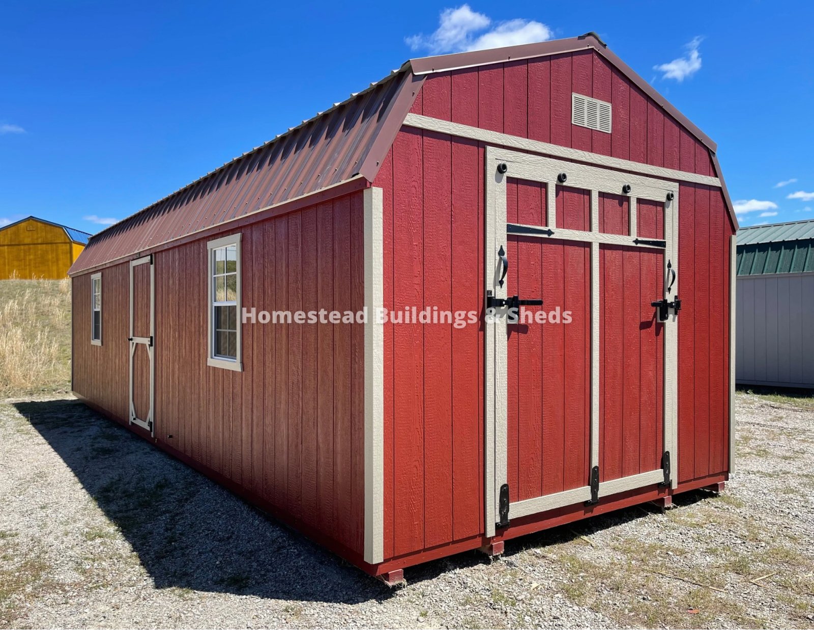 12x32 Heavy Duty Deluxe High Barn with Rampage Door and Electrical