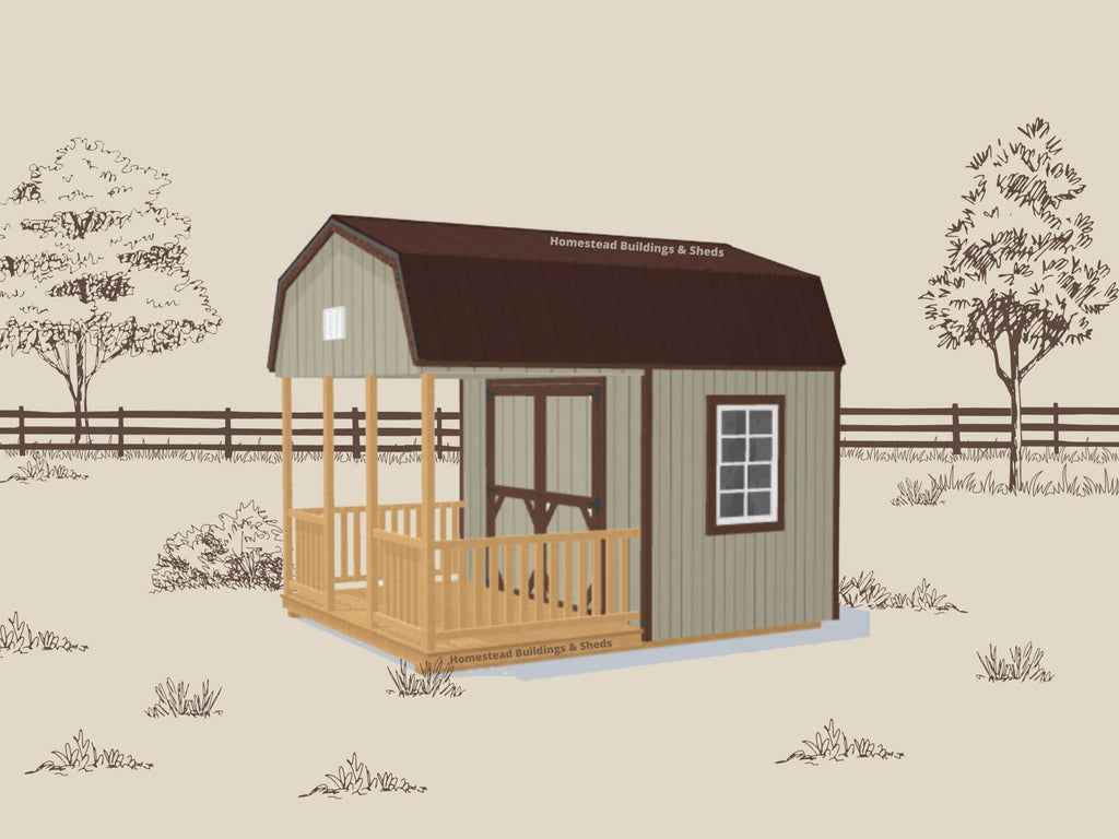 10x12 Deluxe High Barn Cabin Stock #SBH25566722 - Homestead Buildings & Sheds
