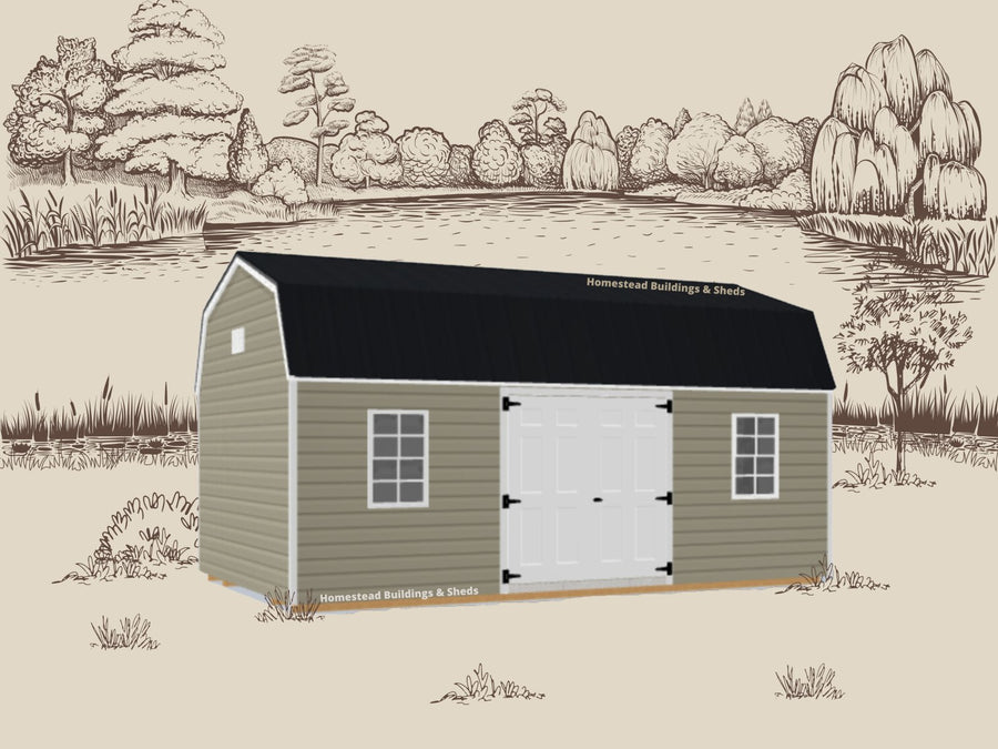 12x20 Deluxe Vinyl High Barn Stock #NC25260222 - Homestead Buildings & Sheds