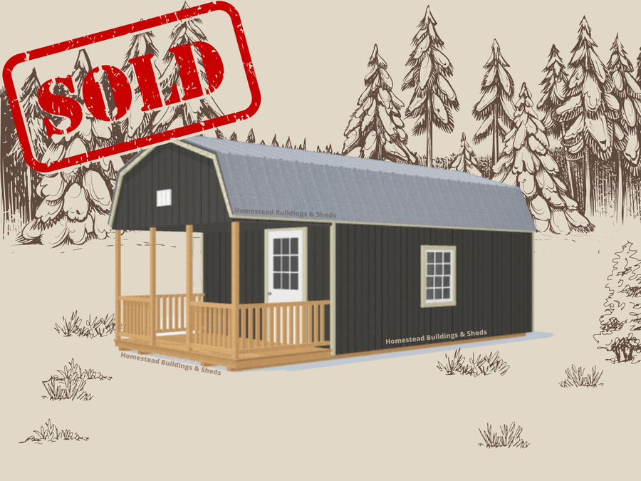 12x24 Deluxe High Barn Cabin with Electrical Stock #AABH26087123 - Homestead Buildings & Sheds