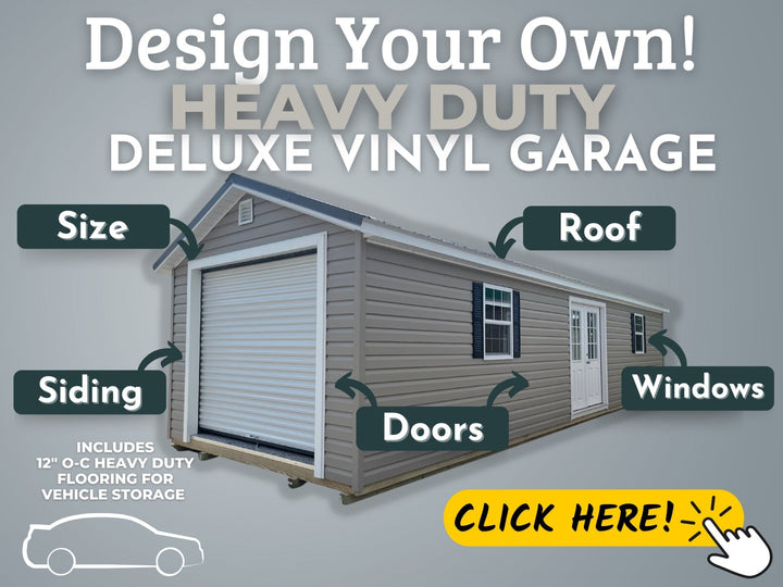 Design Your Own: Heavy Duty Deluxe Vinyl A-Frame Garage - Homestead Buildings & Sheds